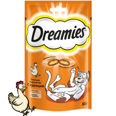 Dreamies подушечки для кошек с курицей 60 г.