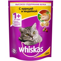 Whiskas для взрослых кошек с курицей и индейкой 
