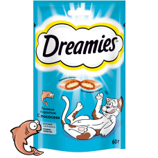 Dreamies подушечки для кошек с лососем 60 г.