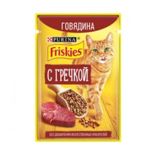 Friskies влажный корм для взрослых кошек с говядиной и гречкой 75гр.
