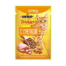 Friskies влажный корм для взрослых кошек с курицей и гречкой 75гр.