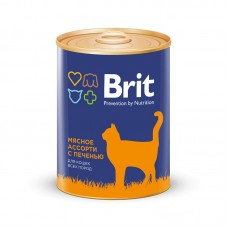 Brit Premium консервы для кошек всех пород Мясное ассорти с печенью 340 г.