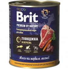 Brit Premium By Nature консервы с говядиной и печенью для всех собак 850 г.