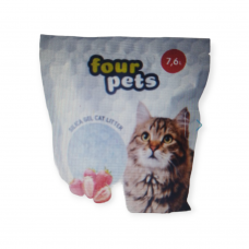 FOUR PETS силикагелевый наполнитель (клубника) 7.6 л